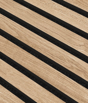 Natural oak slatted wall panel slat details